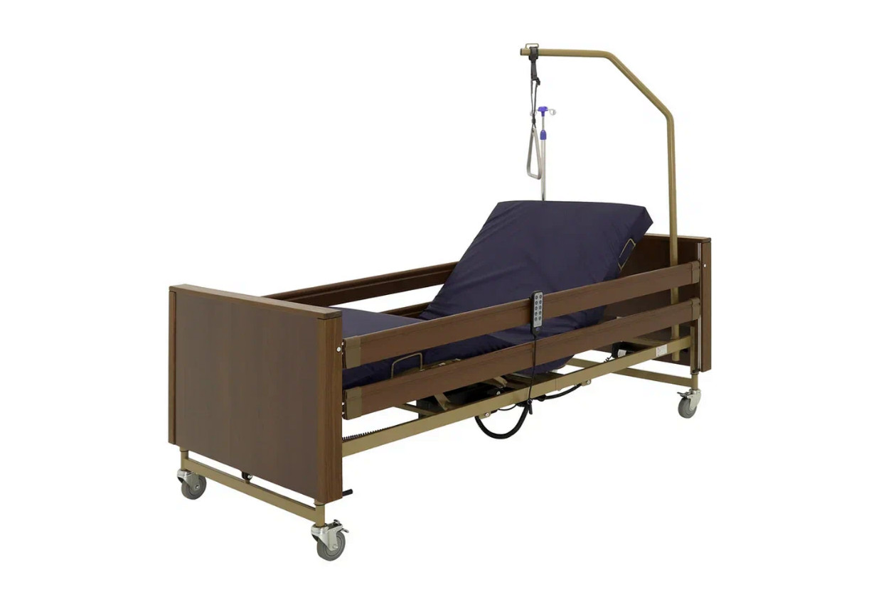 Кровать электрическая Med-Mos YG-1 5 функций (КЕ-4024М-21) коричневые ограждения